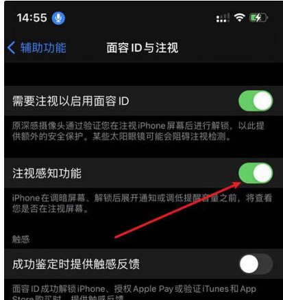 二连浩特苹果14维修网点分享iPhone14注视感知功能有什么用 